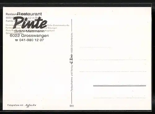 AK Grosswangen, Restaurant Pinte