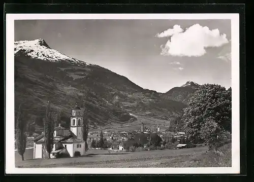 AK Poschiavo, Ortsansicht von einer Anhöhe aus