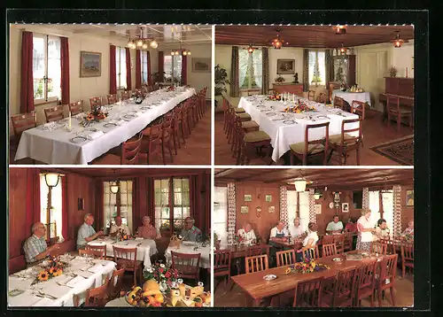 AK Münsingen, Gasthof Ochsen in vier Innenansichten