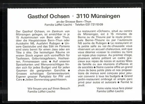 AK Münsingen, Gasthof Ochsen in vier Innenansichten