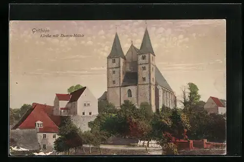 AK Geithain, Kirche mit Damm-Mühle
