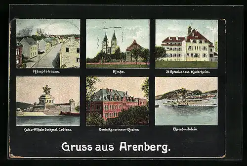 AK Arenberg, Hauptstrasse, Kirche, St. Antoniushaus Kinderheim, Dominikanerinnen-Kloster