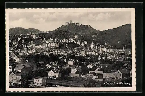 AK Eisenach, Gesamtansicht mit der Wartburg