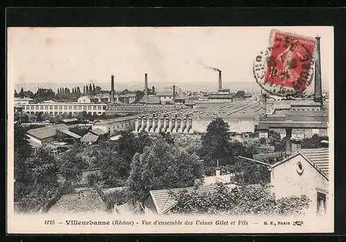 AK Villeurbanne (Rhone), Vue d`ensemble des Usines Gilet et Fils