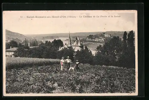 AK Saint-Romain-au-Mont-d`Or, Le Château de La Fretta et la Saône