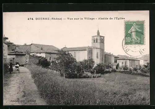 AK Duerne, Vue sur le Village, Abside de l`Église