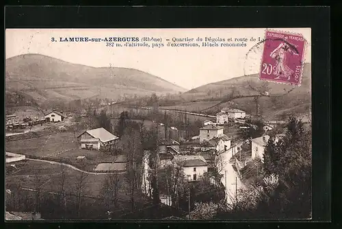 AK Lamure-sur-Azergues, Quartier du Dègolas et Route de Lyon