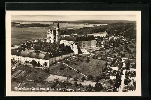 AK Neresheim, Benediktiner-Abtei vom Flugzeug aus