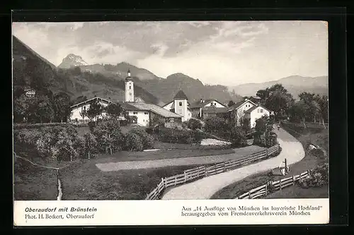 AK Oberaudorf, Ortsansicht mit Brünstein