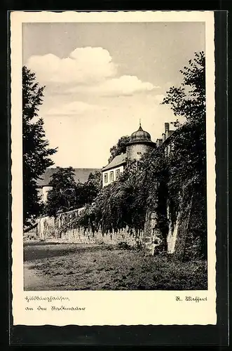 AK Hildburghausen, Partie an der Stadtmauer