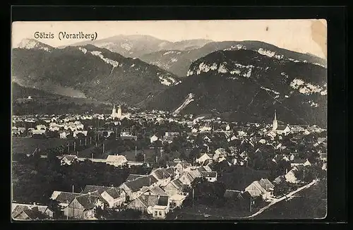 AK Götzis, Teilansicht mit Bergen