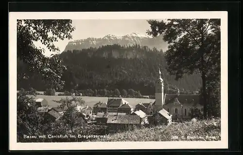 AK Bezau im Bregenzerwald, Teilansicht mit Kirche und Canisfluh