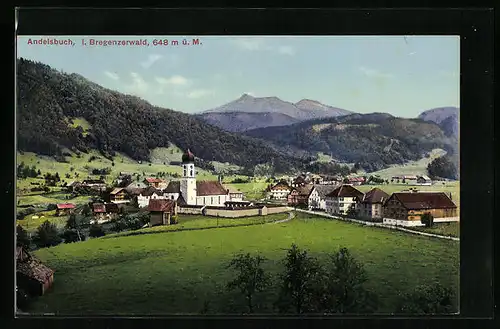 AK Andelsbuch i. Bregenzerwald, Teilansicht mit Kirche