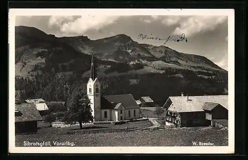 AK Sibratsgfäll, Ortspartie mit Kirche