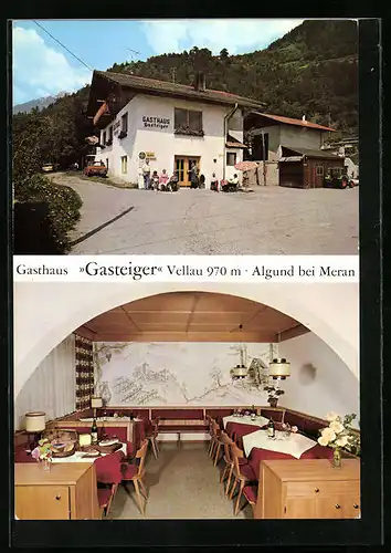 AK Vellau-Algund bei Meran, Gasthaus Gasteiger, Innenansicht