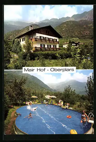 AK Oberplars /Algund bei Meran, Hotel Mari-Hof, Swimming-Pool