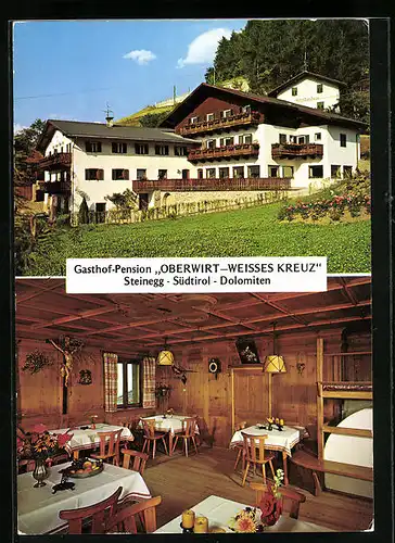 AK Steinegg, Gasthof-Pesnion Oberwirt-Weisses Kreuz, Innenansicht