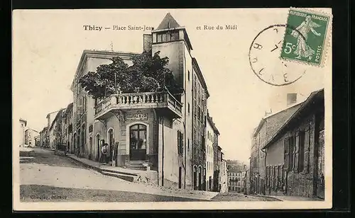 AK Thizy, Place Saint-Jean et Rue du Midi
