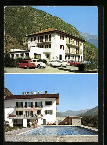 AK Naturns /Vinschgau, Gasthof-Pension Mondschein, Schwimmbad