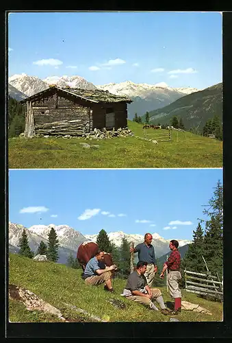 AK Sand in Taufers, Malga Michlreis Alm, Bauern mit Kühen