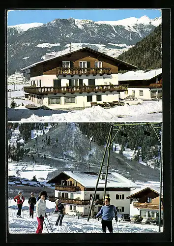 AK Sand in Taufers /Kematen, Pension Mair mit Skifahrern