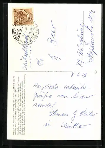 AK Marling bie Meran, Pension Alpenberg