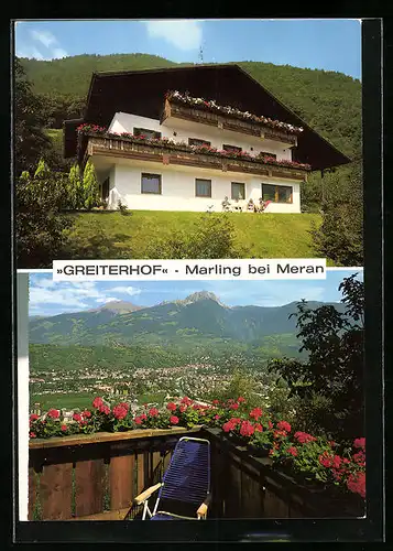 AK Marling bei Meran, Pension Greiterhof, St.-Felix-Weg 15-1, Balkon
