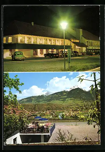 AK Marling oberhalb Meran, Restaurant Nörder bei Nacht, Terrasse