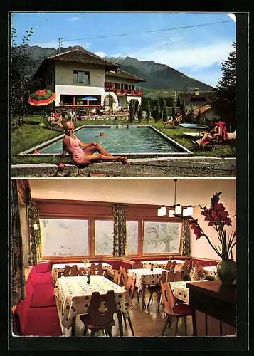 AK Marling bei Meran, Pension Hubertus, Innenansicht, Schwimmbecken