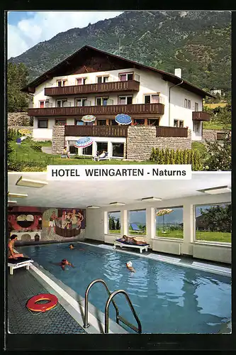 AK Naturns bei Meran, Hotel Weingarten, Schlossweg 256, Innenansicht Schwimmbad