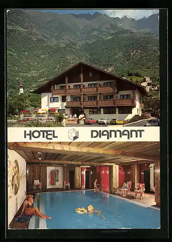 AK Naturns bei Meran, Hotel Diamant, Innenansicht Schwimmbad