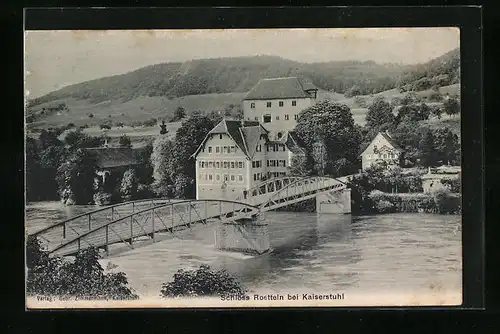 AK Hohentengen, Schloss Roetteln, Flusspartie mit Brücke