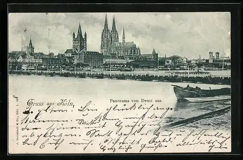 AK Köln, Panorama von Deutz aus gesehen