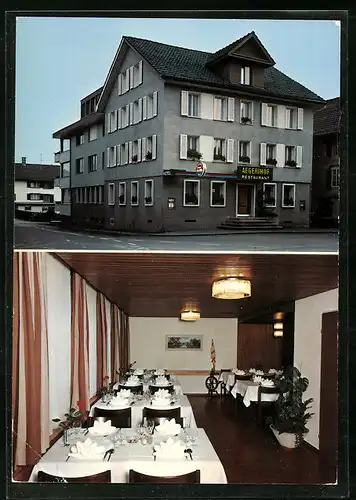 AK Unterägeri, Hotel-Restaurant Aegerihof mit Innenansicht