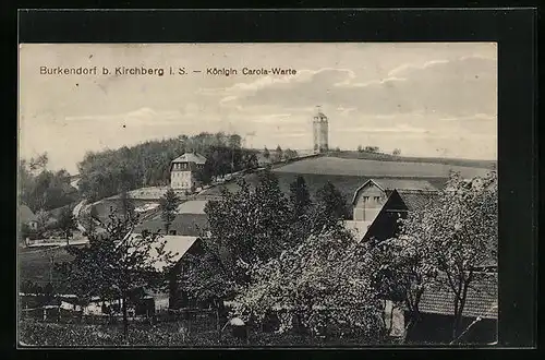 AK Burkersdorf, Ortsansicht mit Königin-Carola-Warte