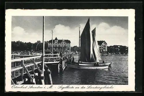 AK Ostseebad Arendsee, Segelboote an der Landungsbrücke
