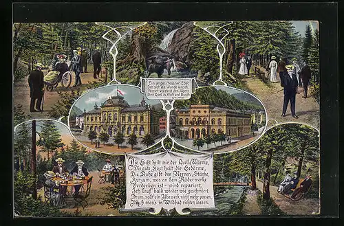 AK Wildbad, Kurhotel, Kurgäste im Park