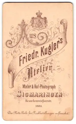 Fotografie Friedr. Kugler, Sigmaringen, Krauchenwiesserstr. 1883, Königliches Wappen