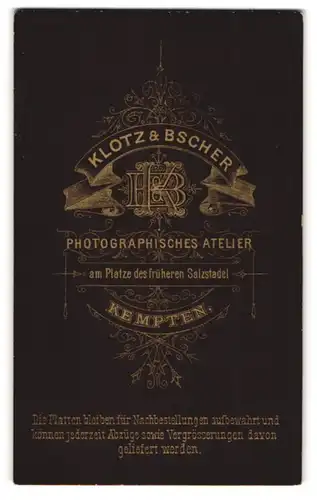 Fotografie Klotz & Bscher, Kempten, Monogramm des Fotografen