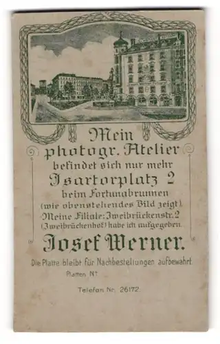 Fotografie Josef Werner, München, Isartorplatz 2, Blick auf das Atelier Gebäude