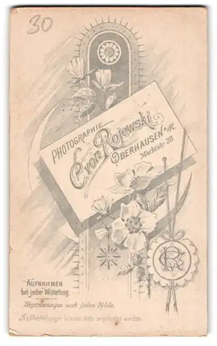 Fotografie C. von Rojewski, Oberhausen a. R., Blumen und Halbmond mit Monogramm des Fotografen