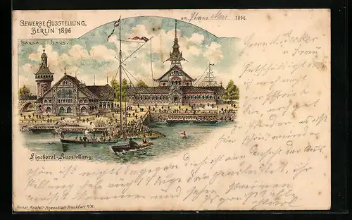 Lithographie Berlin, Gewerbe-Ausstellung 1896, Fischerei-Ausstellung
