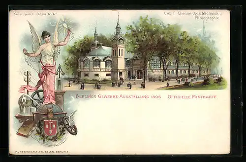 Lithographie Berlin, Gewerbe-Ausstellung 1896, Gebäude für Chemie und Photographie