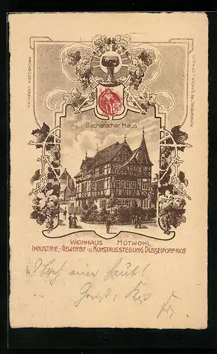 Lithographie Düsseldorf, Industrie- Gewerbe- und Kunstausstellung 1902, Bacharacher Haus