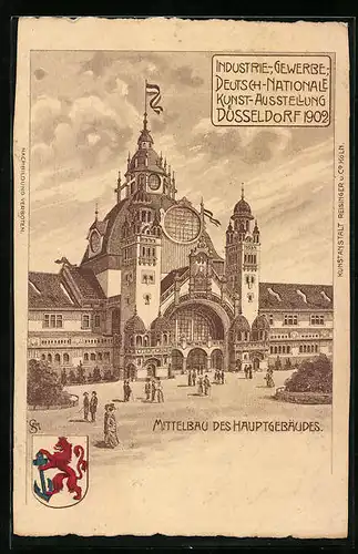 Lithographie Düsseldorf, Industrie- Gewerbe- Deutsch-Nationale Kunst-Ausstellung 1902, Hauptgebäude