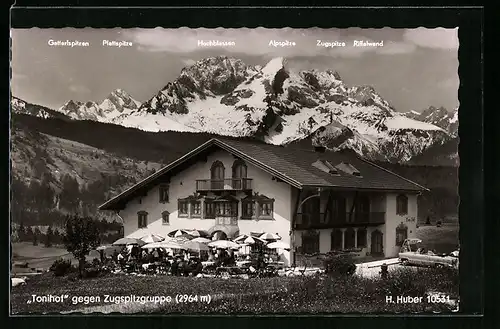 AK Mittenwald / Brunnental, Café-Restaurant-Pension Tonihof