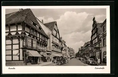 AK Hameln, Osterstrasse mit Geschäften