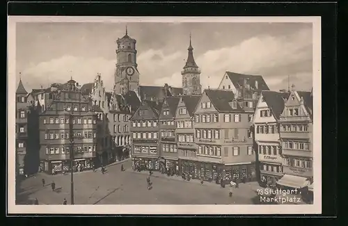 AK Stuttgart, Blick zum Marktplatz