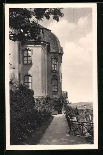 AK Dornburg an der Saale, Das Rokokoschloss mit Aussicht