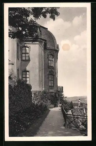 AK Dornburg an der Saale, Das Rokokoschloss mit Aussicht